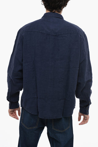 Linen S-EAST-LONG Shirt with Double Breast Pocket