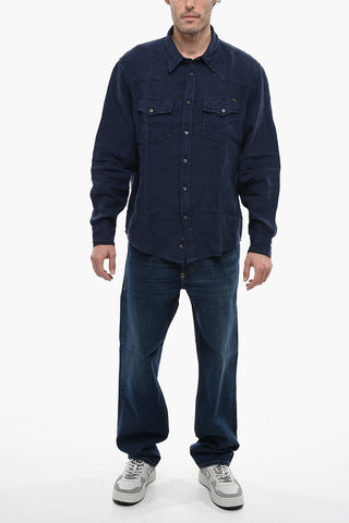 Linen S-EAST-LONG Shirt with Double Breast Pocket