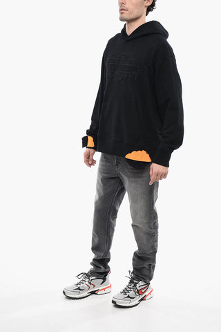 Hoodie Sweatshirt S-MACROT Vintage Effect with Maxi Terry Logo