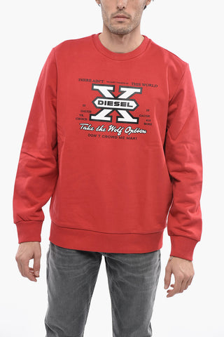 Brushed Cotton S-GINN-K25 Crew-neck Sweatshirt with Front Print