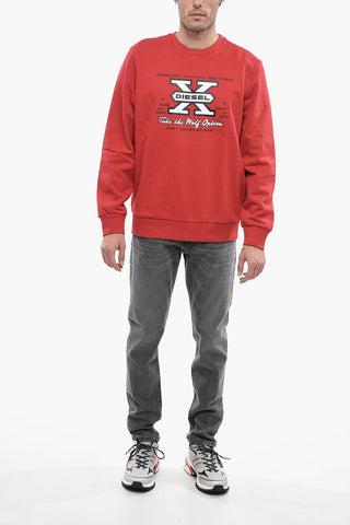 Brushed Cotton S-GINN-K25 Crew-neck Sweatshirt with Front Print
