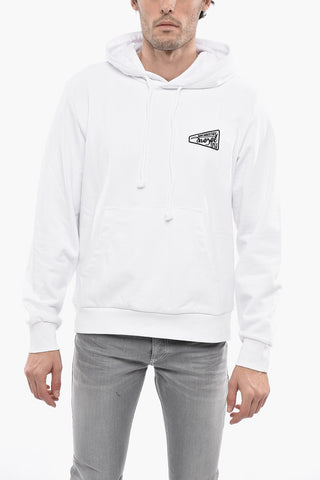 Felpa Hoodie S-GINN-HOOD-K31 in Tinta Unita con Logo a Contrasto