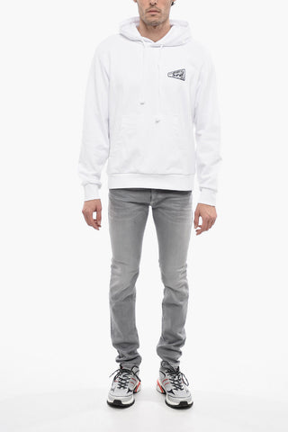 Felpa Hoodie S-GINN-HOOD-K31 in Tinta Unita con Logo a Contrasto