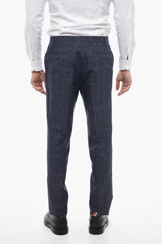 CC COLLECTION Flax Blend Slim Fit Suit with District Check Motif