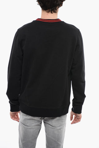 Solid Color Crew-Neck S-GINN-G3 Sweatshirt with Contrast and Ribbed edges