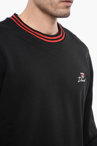 Solid Color Crew-Neck S-GINN-G3 Sweatshirt with Contrast and Ribbed edges