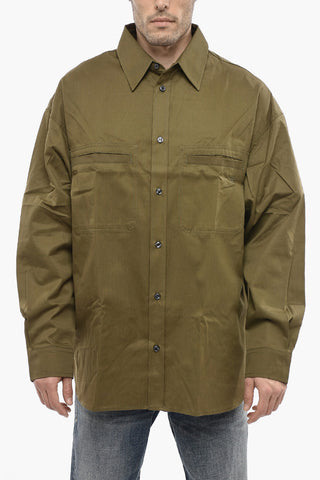 Solid Color S-DEWNY Shirt with Double Breast Pocket
