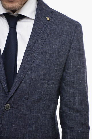 CC COLLECTION District Check RESET Flax Blend Suit