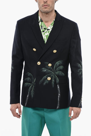 Blazer Doppiopetto con Stampa Palme