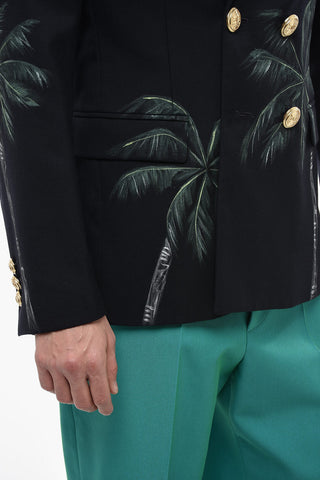 Blazer Doppiopetto con Stampa Palme