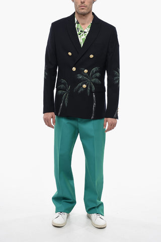 Blazer Doppiopetto con Stampa Palme