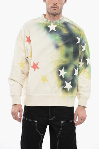 Felpa in Cotone Garzato SPRAYED STARS con Stampa