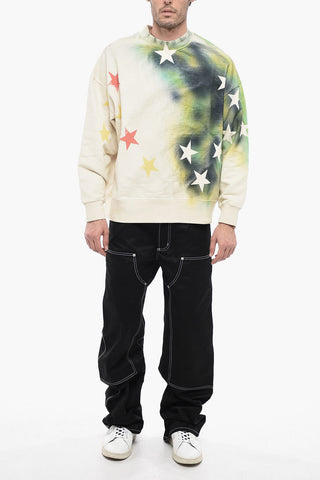 Felpa in Cotone Garzato SPRAYED STARS con Stampa