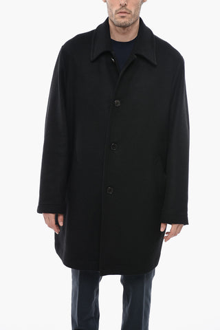 Wool Blend Coat with Back Printed Logo
