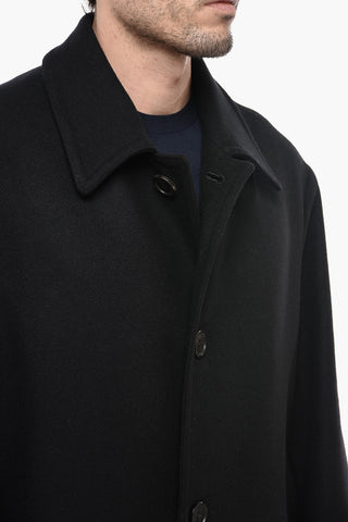 Wool Blend Coat with Back Printed Logo