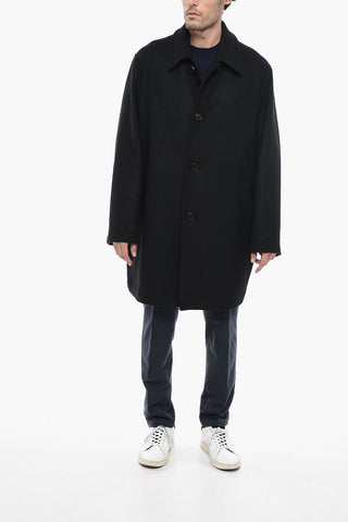 Wool Blend Coat with Back Printed Logo