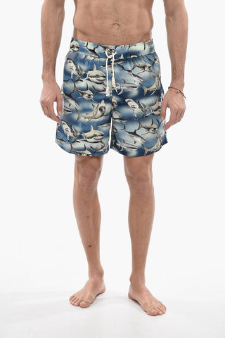 Costume da Bagno Boxer Con Stampa Squali All-Over