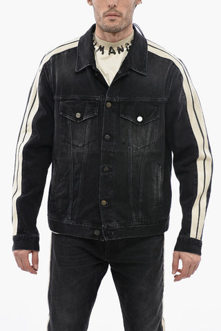 Giubbotto in Denim con Righe Laterali