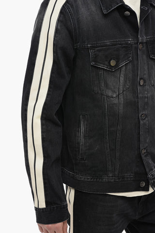 Giubbotto in Denim con Righe Laterali