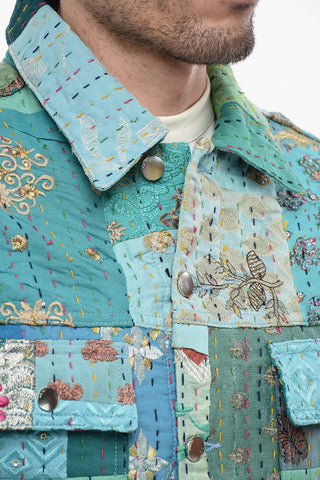 Patchwork Lightweight Jacket with Double Breast Pocket