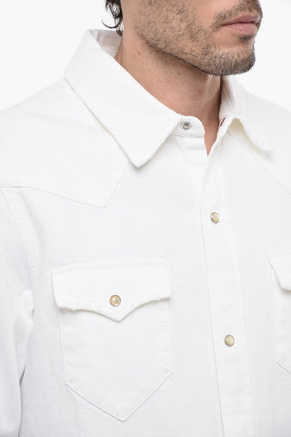 Camicia Sahariana in Denim con Bottoni a Pressione