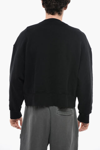 Crew-Neck Oversized Sweatshirt with Embossed Logo