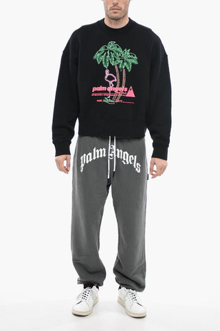 Crew-Neck Oversized Sweatshirt with Embossed Logo