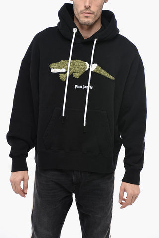 Cotton Hoodie with Padded Embroidery