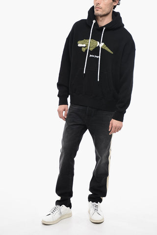 Cotton Hoodie with Padded Embroidery
