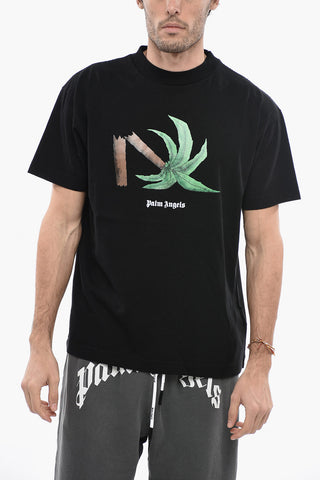 Crew-Neck Cotton T-shirt with Maxi Print
