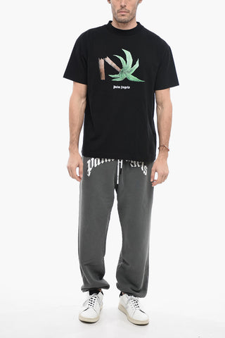 Crew-Neck Cotton T-shirt with Maxi Print