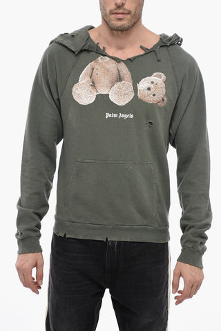 BEAR Hoodie Sweatshirt with Distressed Effect