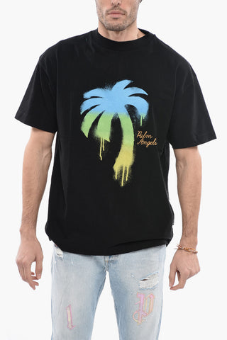 Crewneck T-Shirt with Maxi Spray Print