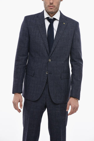 CC COLLECTION Abito in Misto Lino con Motivo District Check