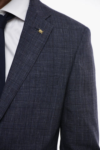 CC COLLECTION Abito in Misto Lino con Motivo District Check
