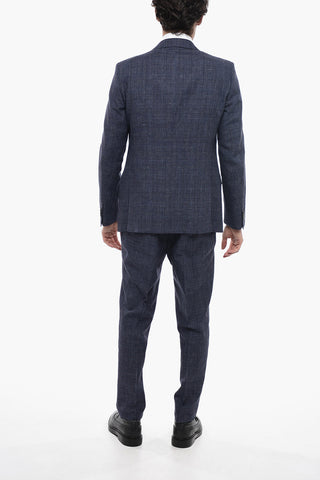 CC COLLECTION Abito in Misto Lino con Motivo District Check