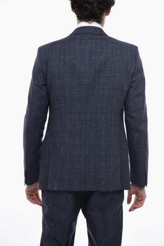 CC COLLECTION Abito in Misto Lino con Motivo District Check