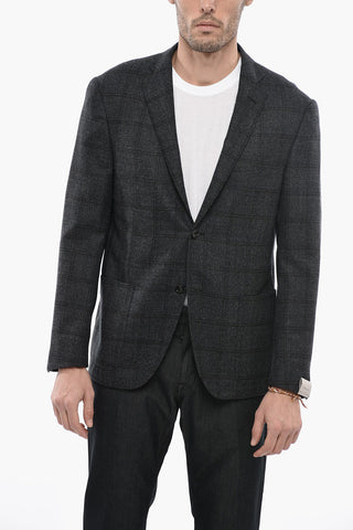 Wool GATE Blazer with Windowpane Check Pattern