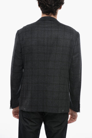 Wool GATE Blazer with Windowpane Check Pattern