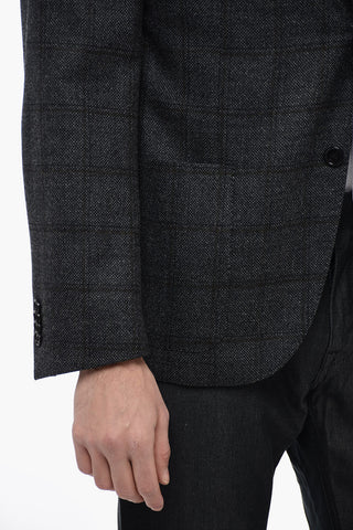 Wool GATE Blazer with Windowpane Check Pattern