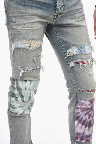 Distressed Jeans With Tie Dye effect Patches 14cm