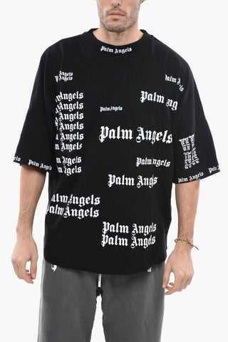All-Over Logo Printed Oversized Crew-Neck T-shirt