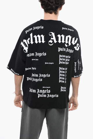 All-Over Logo Printed Oversized Crew-Neck T-shirt
