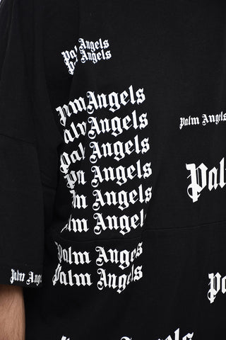 All-Over Logo Printed Oversized Crew-Neck T-shirt