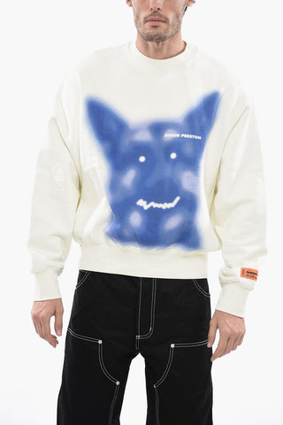 Crew Neck BEWARE OF DOG Brushed Cotton Sweatshirt