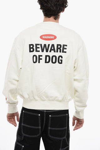 Crew Neck BEWARE OF DOG Brushed Cotton Sweatshirt