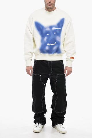 Crew Neck BEWARE OF DOG Brushed Cotton Sweatshirt