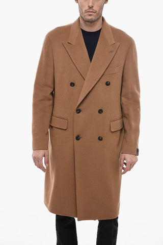 Unlined Double-breasted Cashmere Coat with Flap Pockets