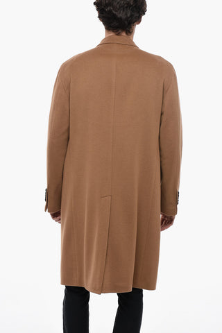 Unlined Double-breasted Cashmere Coat with Flap Pockets