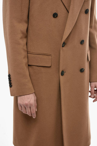Unlined Double-breasted Cashmere Coat with Flap Pockets